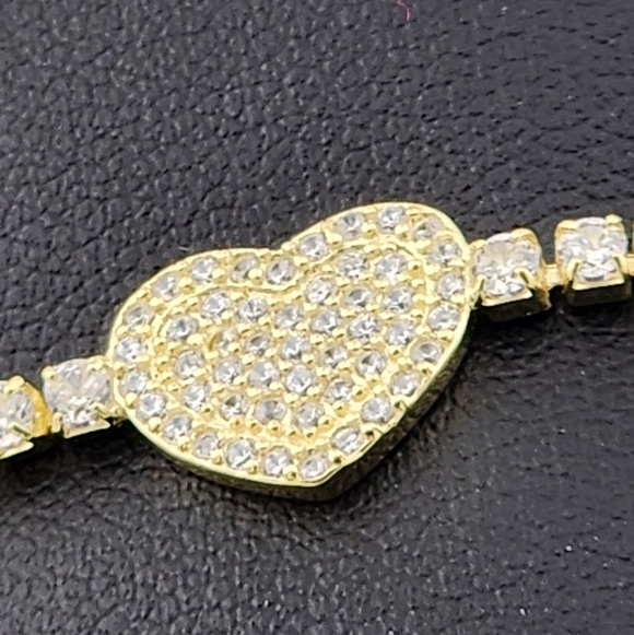Gold Tone Heart Bracelet Sterling silver 925 dipped in gold - Picture 4 of 10